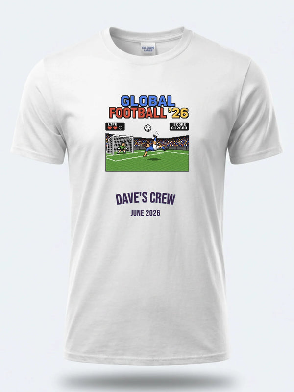 Global Football 2026 - Personalized Summer of Soccer World Cup 2026 tee, white front