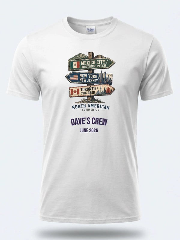 World Cup Signpost - Personalized Summer of Soccer World Cup 2026 tee, white front