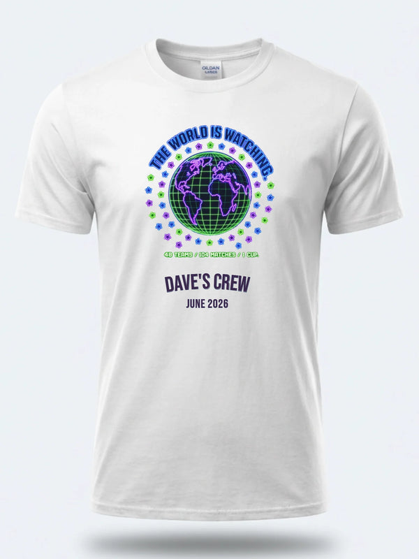 The World is Watching - Personalized Summer of Soccer World Cup 2026 tee, white front